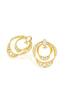 Gold Plated Mirror Chandbali Earrings