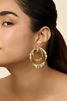 Gold Plated Mirror Chandbali Earrings