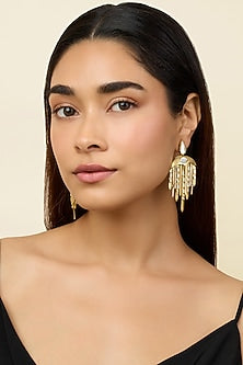 Gold Plated Mirror Dangler Earrings
