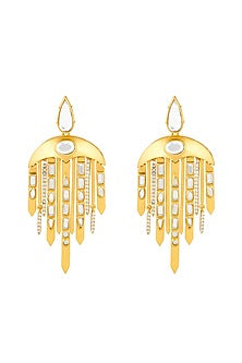 Gold Plated Mirror Dangler Earrings