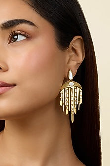 Gold Plated Mirror Dangler Earrings