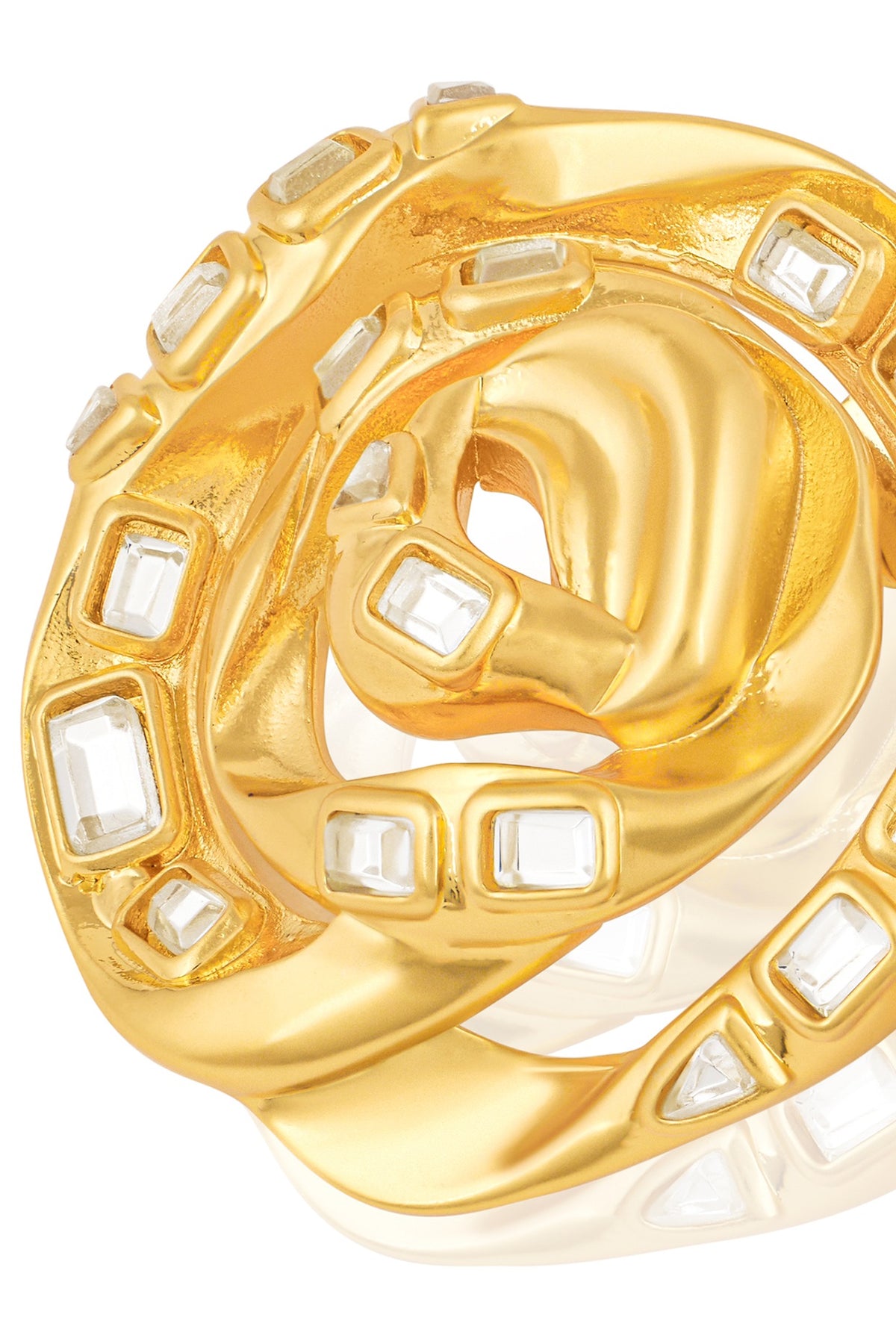 Gold Plated Mirror Rose Stud Earrings