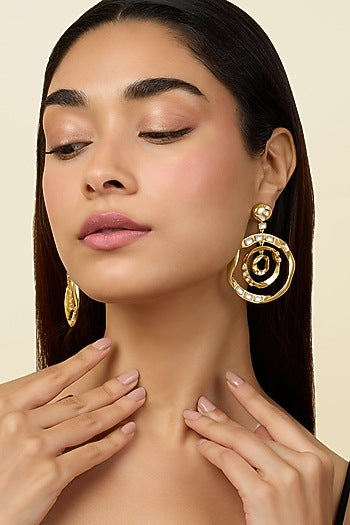 Gold Plated Mirror Dangler Earrings