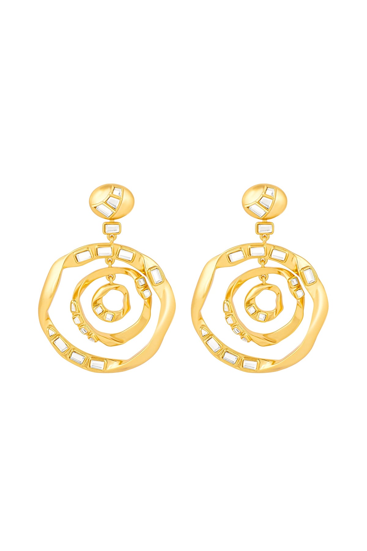 Gold Plated Mirror Dangler Earrings