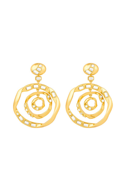 Gold Plated Mirror Dangler Earrings