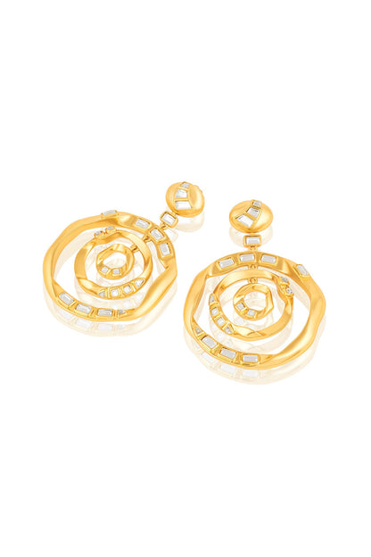 Gold Plated Mirror Dangler Earrings
