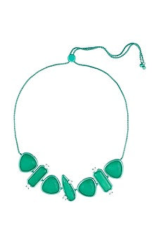 Gold Plated Green Doublet Stone & CZ Flame Choker Necklace