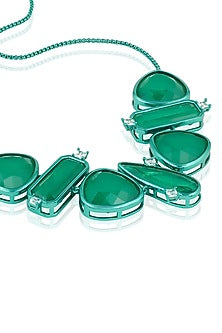 Gold Plated Green Doublet Stone & CZ Flame Choker Necklace