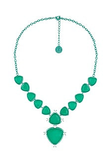Gold Plated Green Doublet Stone & CZ Collar Necklace