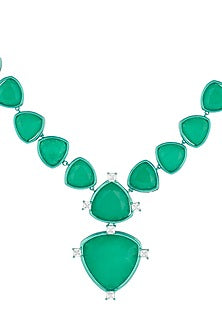 Gold Plated Green Doublet Stone & CZ Collar Necklace