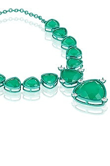 Gold Plated Green Doublet Stone & CZ Collar Necklace