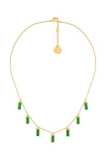 Gold Plated Green Doublet Stone Choker Necklace