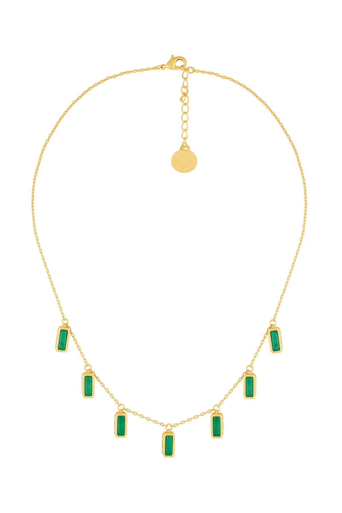 Gold Plated Green Doublet Stone Choker Necklace