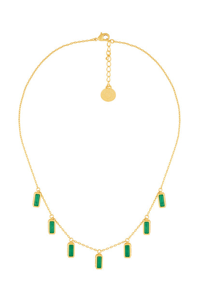 Gold Plated Green Doublet Stone Choker Necklace