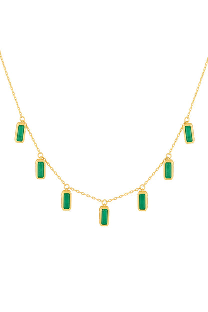 Gold Plated Green Doublet Stone Choker Necklace