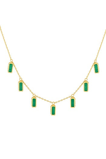 Gold Plated Green Doublet Stone Choker Necklace
