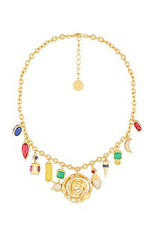 Gold Plated Gemstone Charm Necklace
