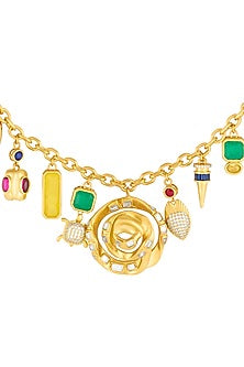 Gold Plated Gemstone Charm Necklace