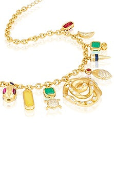 Gold Plated Gemstone Charm Necklace