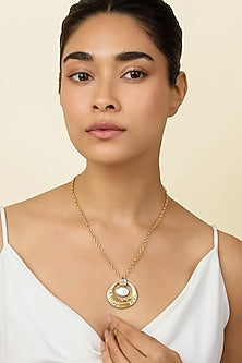 Gold Plated Mirror Pendant Necklace