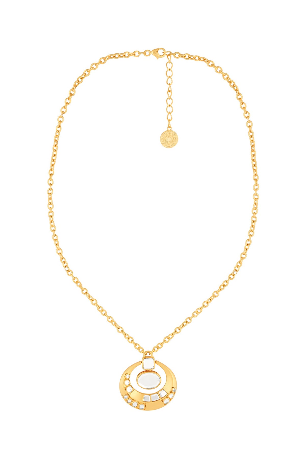 Gold Plated Mirror Pendant Necklace