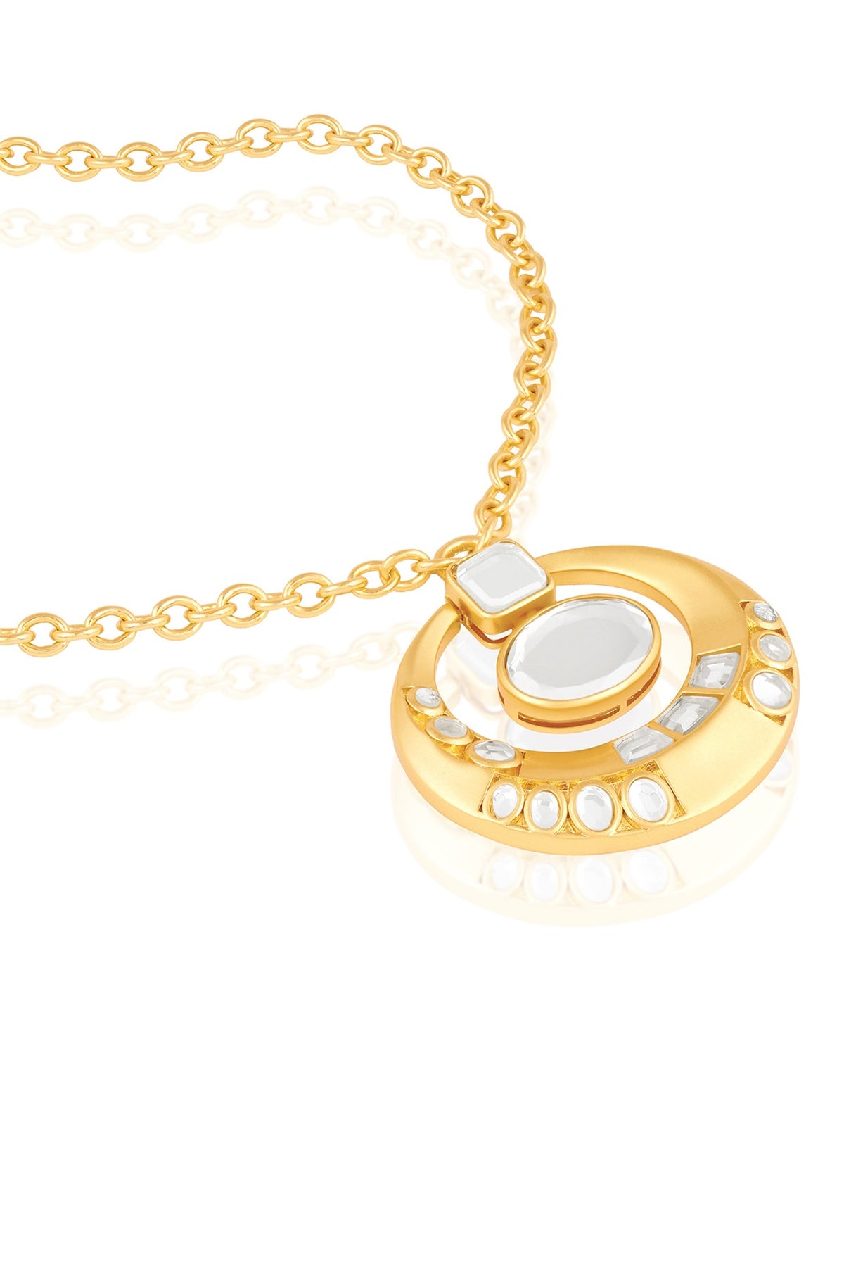 Gold Plated Mirror Pendant Necklace