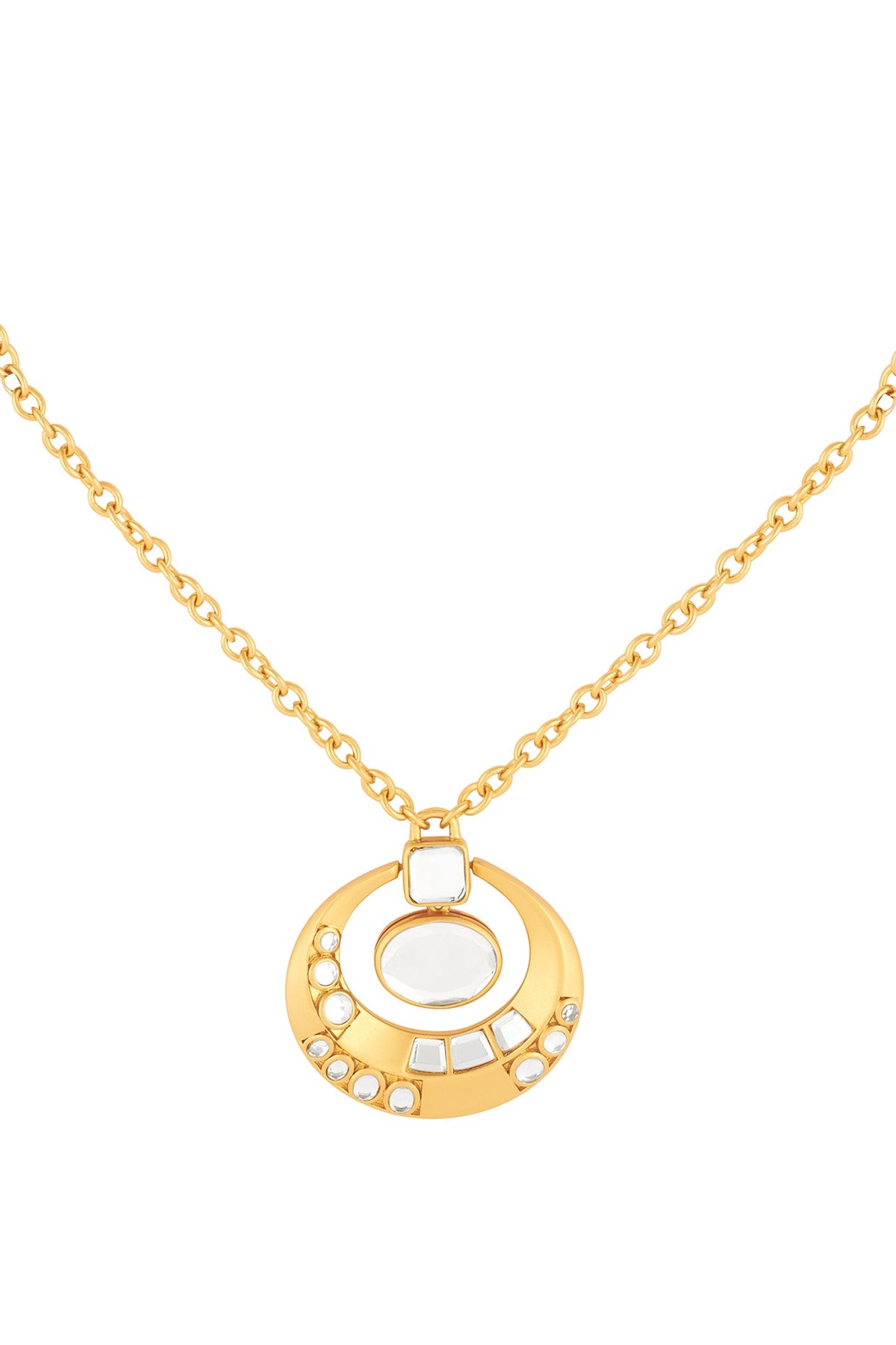 Gold Plated Mirror Pendant Necklace