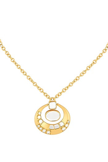 Gold Plated Mirror Pendant Necklace