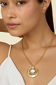 Gold Plated Mirror Pendant Necklace