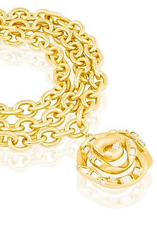 Gold Plated Mirror Rose Layered Pendant Necklace