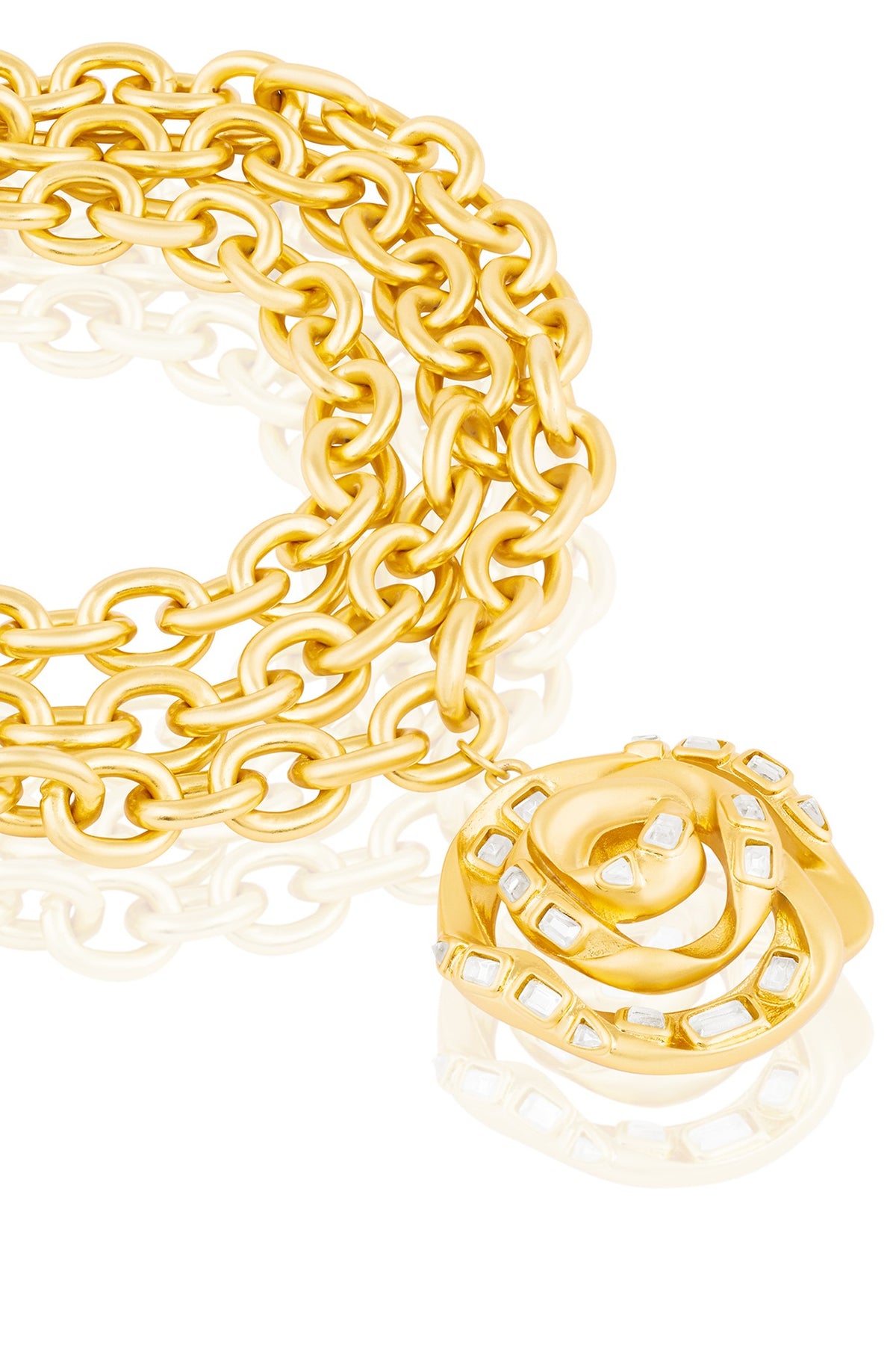 Gold Plated Mirror Rose Layered Pendant Necklace