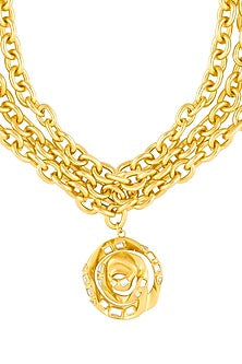 Gold Plated Mirror Rose Layered Pendant Necklace