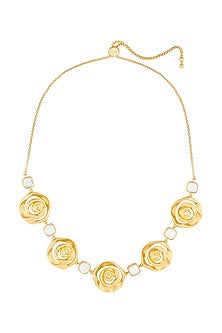 Gold Plated Mirror Rose Collar Necklace