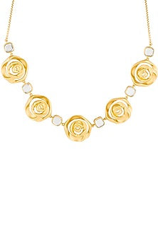 Gold Plated Mirror Rose Collar Necklace