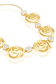 Gold Plated Mirror Rose Collar Necklace
