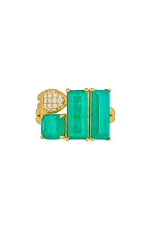 Gold Plated Green Doublet Stone & CZ Ring