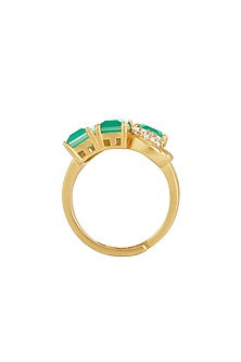 Gold Plated Green Doublet Stone & CZ Ring