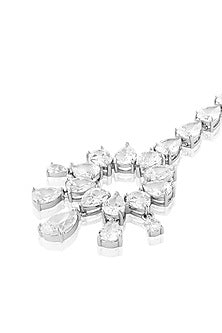 White Rhodium Finish Crystal Zirconia Maangtikka
