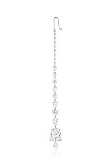 White Rhodium Finish Crystal Zirconia Maangtikka