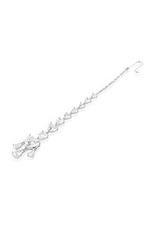 White Rhodium Finish Crystal Zirconia Maangtikka
