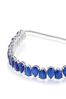 White Rhodium Finish Sapphire Doublet Choker Necklace