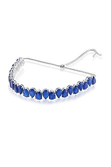 White Rhodium Finish Sapphire Doublet Choker Necklace