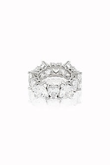 White Rhodium Finish Crystal Zirconia Ring