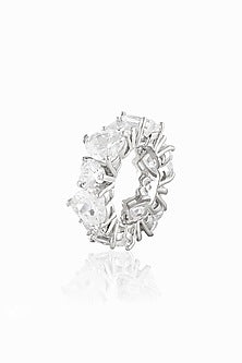 White Rhodium Finish Crystal Zirconia Ring