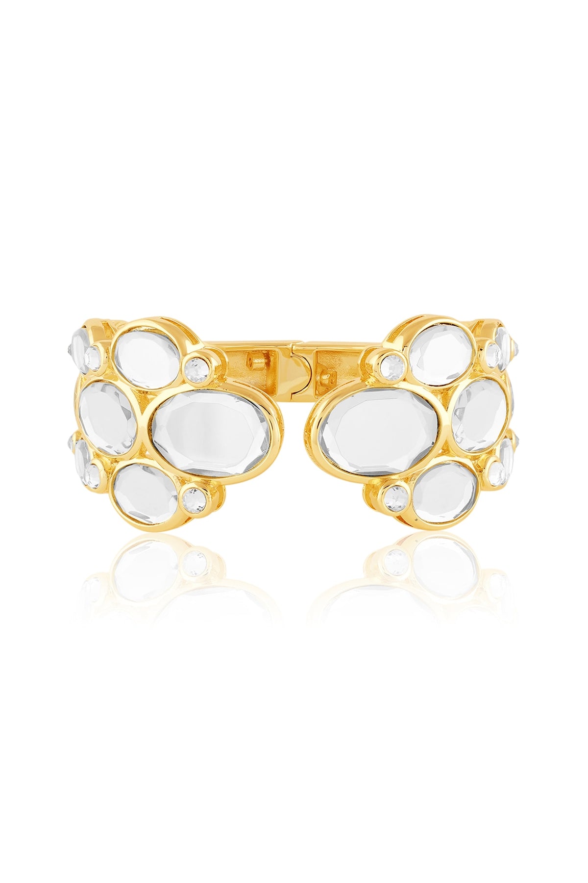 Gold Plated Synthetic Stone Open Hinged Bangle