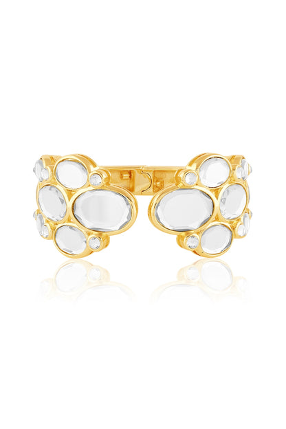 Gold Plated Synthetic Stone Open Hinged Bangle