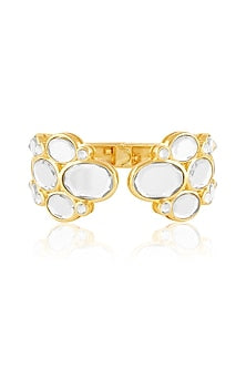 Gold Plated Synthetic Stone Open Hinged Bangle