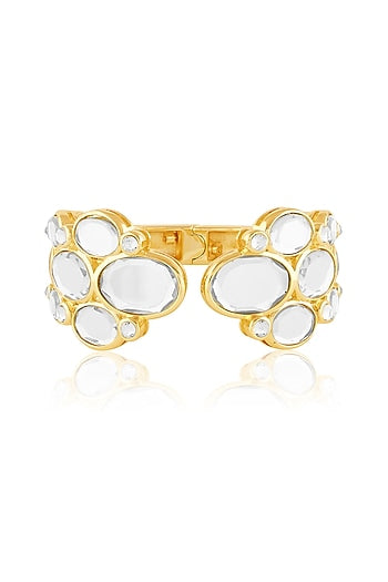 Gold Plated Synthetic Stone Open Hinged Bangle