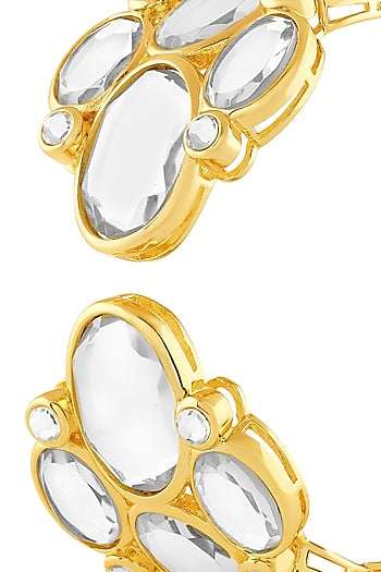 Gold Plated Synthetic Stone Open Hinged Bangle