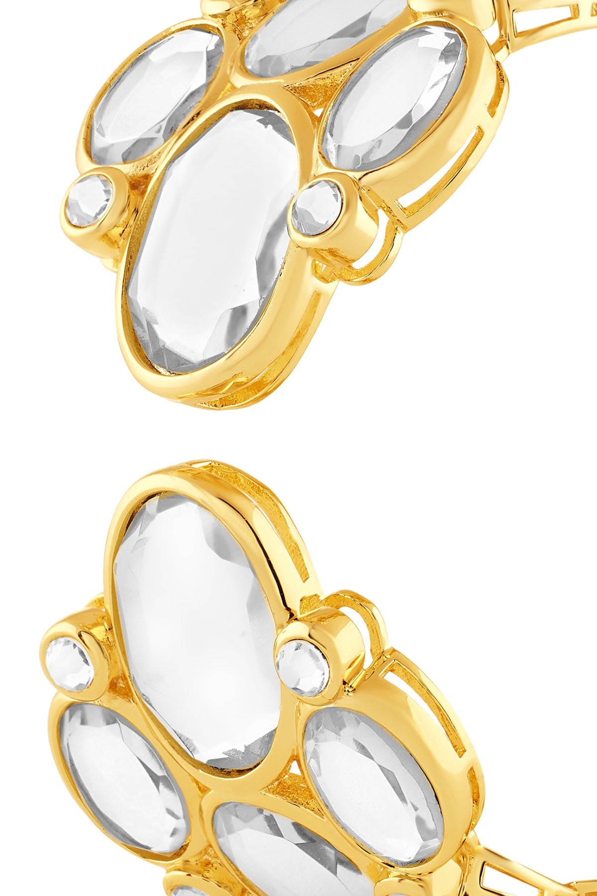 Gold Plated Synthetic Stone Open Hinged Bangle